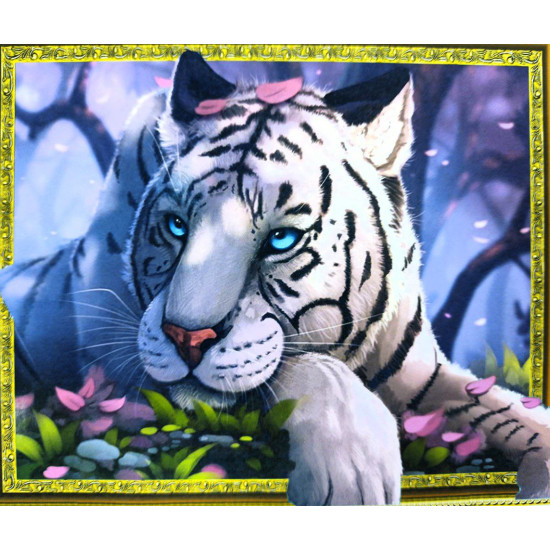 Алмазная мозаика 5D по номерам 40 х 50см "Белый тигр" Разноцветный Unison (30687)