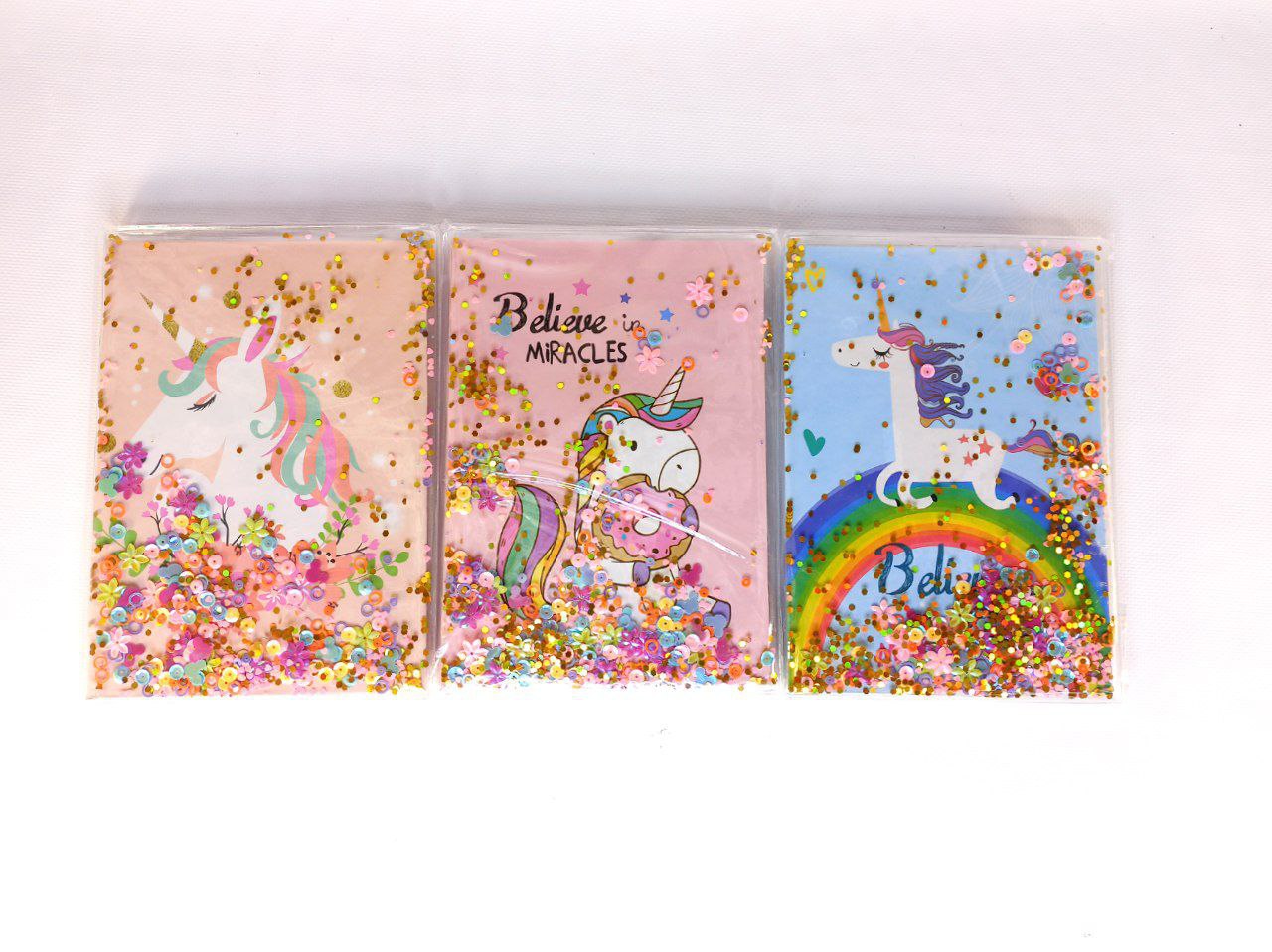 Блокнот А5, 80 листов "Сыпучие блестки-Единорог" твердый переплет,4 вида (3500-2)