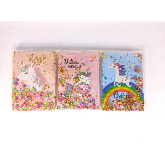 Блокнот А5, 80 листов "Сыпучие блестки-Единорог" твердый переплет,4 вида (3500-2)