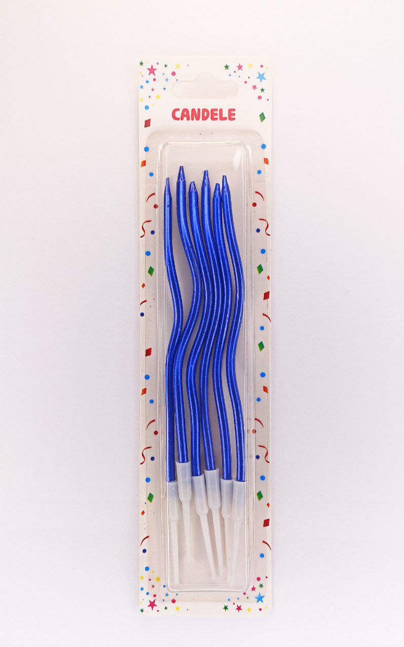 Набор свечей для торта "Коктейльный 16см", СИНИЙ, 6шт/уп Синий Unison (Y-1 blue)