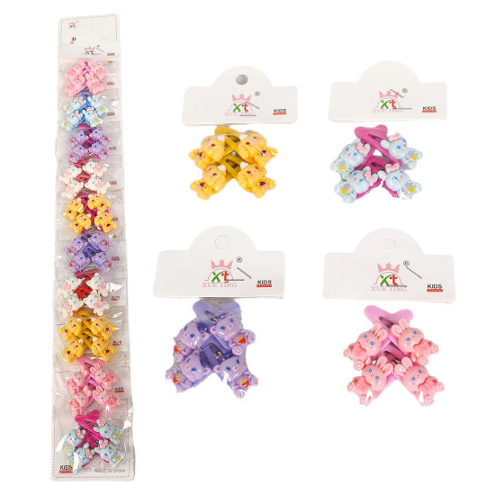Заколка тик-так для волос "Зверюшки " 40шт на блистере Разноцветный Без бренда (HC-019)