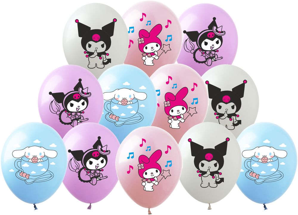 Шарики  12" (30см) "Мелоди и Куроми"  10шт Разноцветный Pelican (828528)