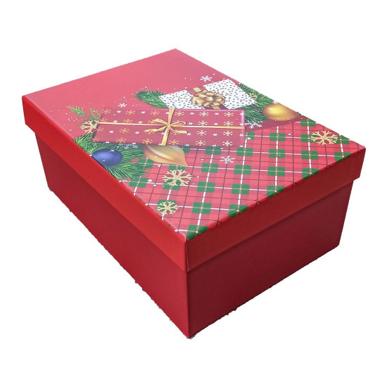 Подарочная новогодняя коробка прямоугольная 23 х 16 х 9см, 3шт/наб Красный Unison (11382-57-45)