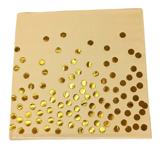 Салфетки 33 х 33см, двухслойные, 20 шт, "Горошек" Бежевый Без бренда (10145 beige)