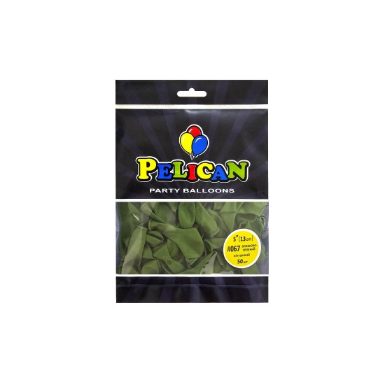 Шарики Pelican латексные 5"(13cm) винтажный оливково зеленый, 50шт Зеленый Pelican (805067)