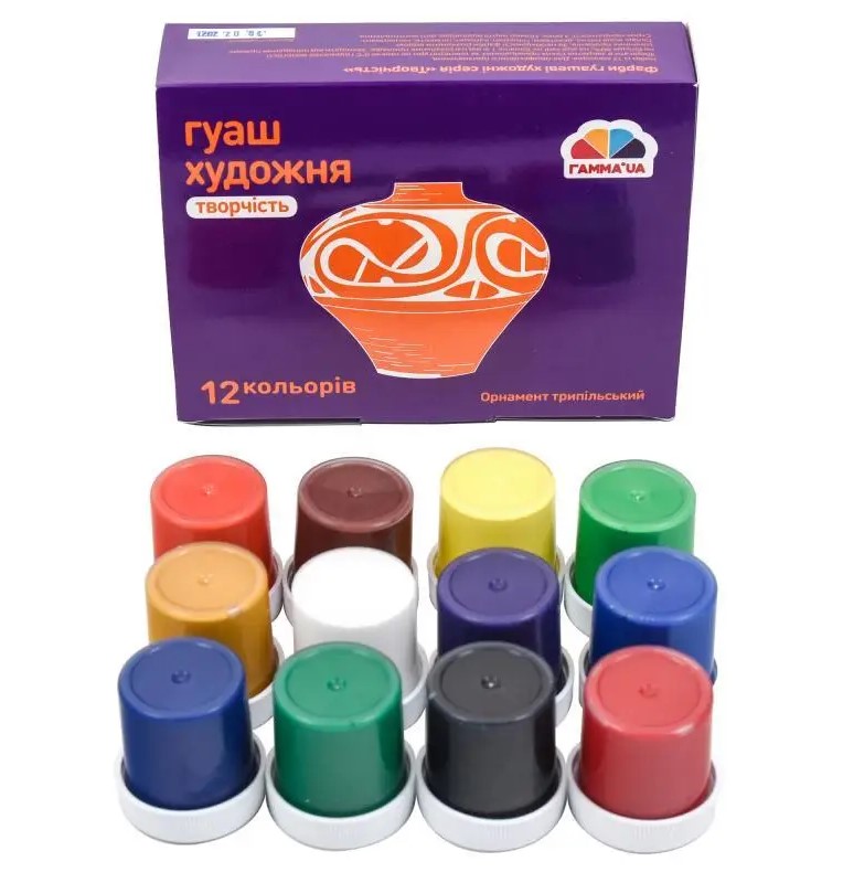 Краски гуашь Гамма 12цв х 10мл Разноцветный Гамма Украина (400205)