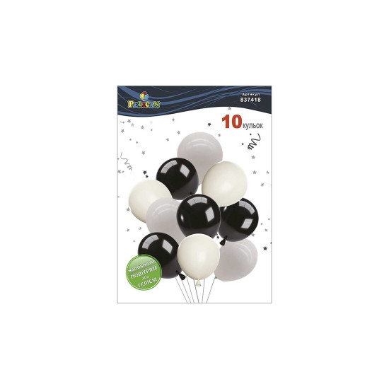 Набор из 10 латексных шариков "Серо черный стиль" винтажный, Pelican (837418)