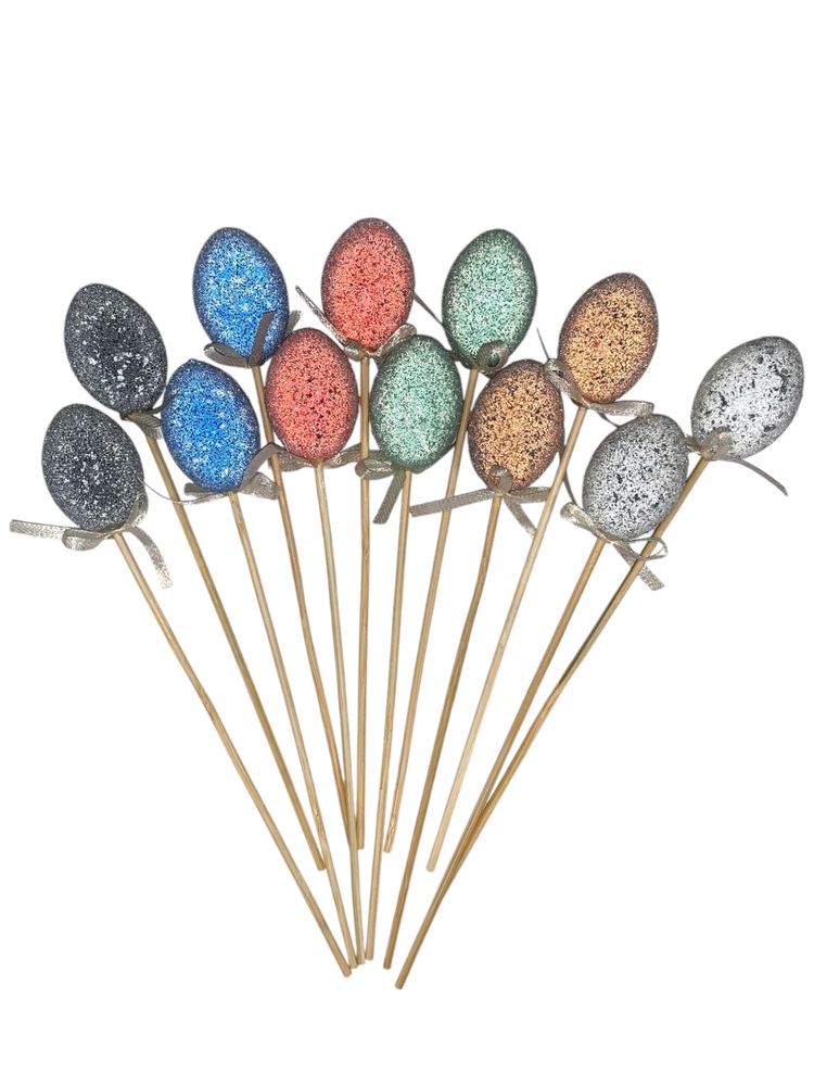 Топпер пасхальные яйца "Сахарные" 4см  -12шт (L00127)