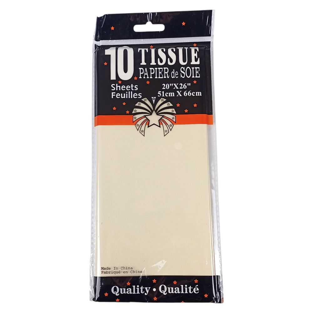 Бумага тишью 10 листов 50 х 66см, 14гр, Бежевая (CQ401 P-9043)