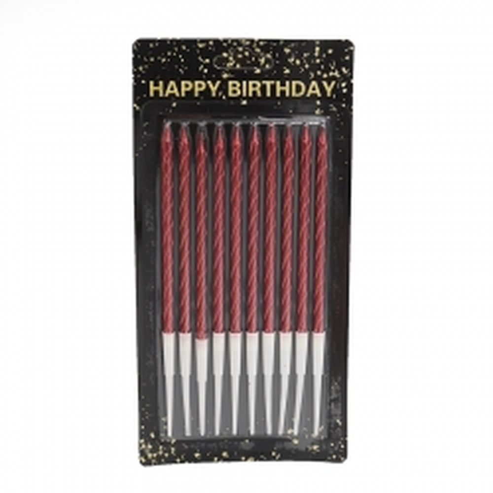 Набор свечей для торта "СПИРАЛЬНЫЕ 14 см", красная 10шт / уп (868125)