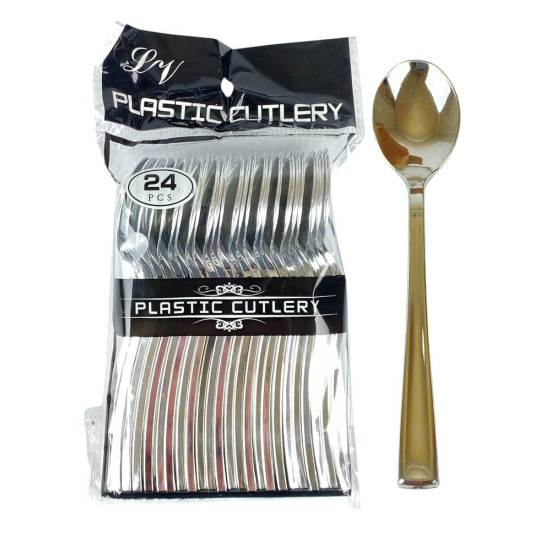 Ложки пластиковые многоразовые серебро, 13см, 24шт/уп Серебряный Unison (7500-49-1)