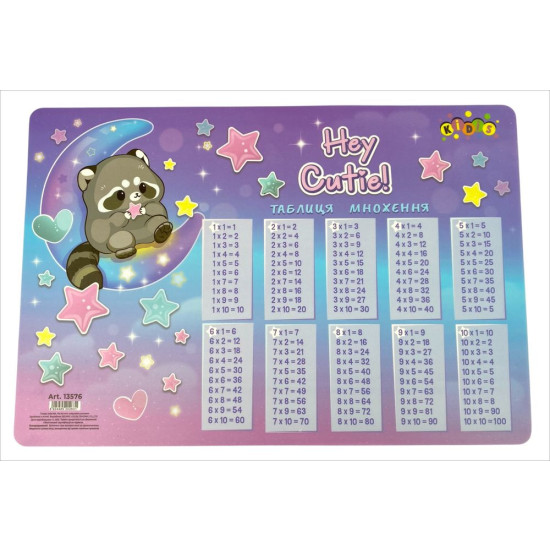 Настольная подложка Kidis Raccoon Таблица умножения 42,5см х 29см (13576)