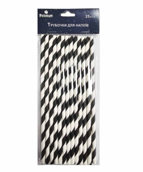 Трубочки для напитков TM Pelican "Белые с черным"   25шт Pelican (871531)