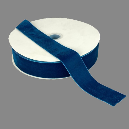 Бархатная лента  4 см (±5мм) х 30 ярдов Синий Marill (D00840- C 29)