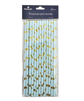 Трубочки для напитков TM Pelican "Голубые с золотом"   25шт Голубой Pelican (871523)