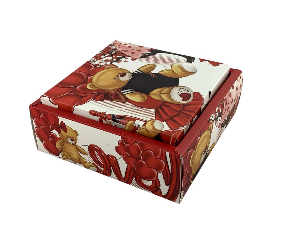 Подарочная коробка раскладная, 20 х 20 х 7см, 350гр  Мишка Unison (H806-2S)