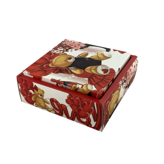 Подарочная коробка раскладная, 20 х 20 х 7см, 350гр  Мишка Unison (H806-2S)