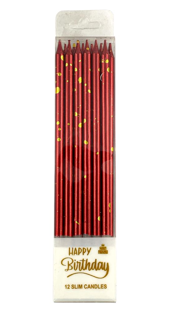 Набір свічок для торту з блиском,15,0 см, червоний, 12шт Червоний (625622 red)