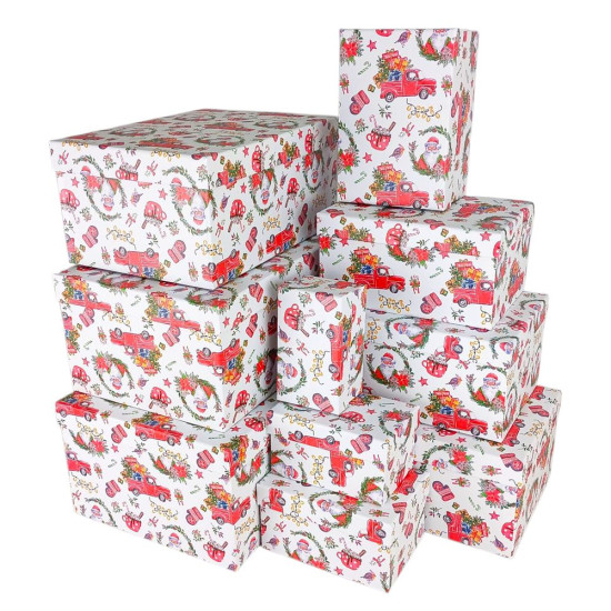 Подарочная новогодняя коробка прямоугольная 35,5 х 25 х 16см  , 10шт/наб Unison (105773)