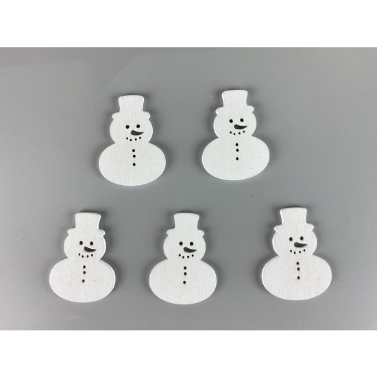 Деревянный снеговик 5 х 6см, белый, 5шт (TK-015)