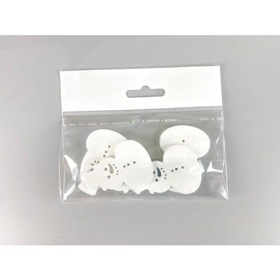 Деревянный снеговик 5 х 6см, белый, 5шт (TK-015)