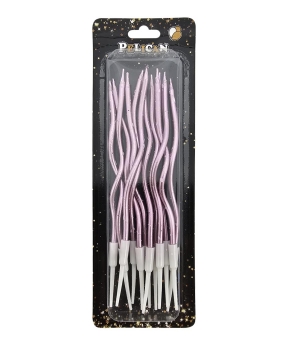 Свечи "Волна 12 штук" хром розовое золото с белыми точечками TM Pelican Pelican (861014)