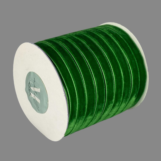 Бархатная лента  1,0 см х 50 ярдов Зеленый Marill (D00910- C 27)