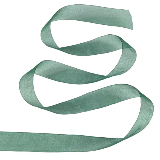 Стрічка з органзи темно - зелена 2,0 см х 50 ярдів Зелений Marill (D02020-bk11)