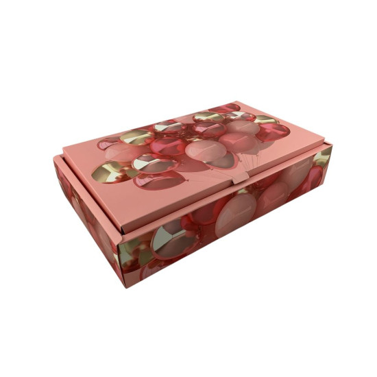 Подарочная коробка раскладная, 17 х 30 х 6,9см, 350гр  Шарики Розовый Unison (H808-1M)