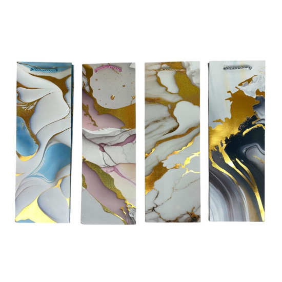 Пакет подарочный под бутылку, фольгированный, 4 дизайна, 210g, 12 x 35 x 10см Unison (7932)