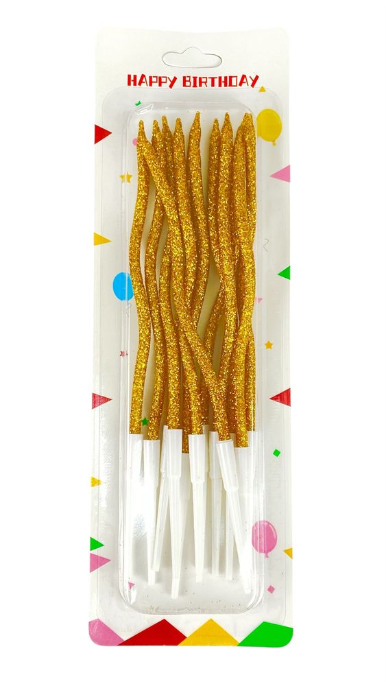 Набор свечей для торта "Коктейльный 16см",  золото  12шт Золотой Unison (320409 gold)