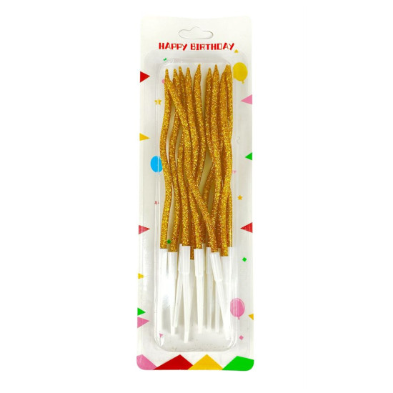 Набор свечей для торта "Коктейльный 16см",  золото  12шт Золотой Unison (320409 gold)