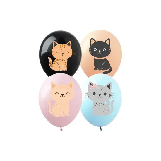 Шарики  латексные 12"(30сm) "Котики"  10шт (8202412)