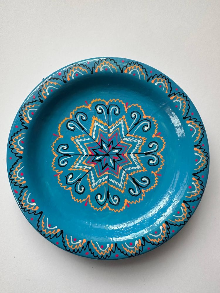 Набор декоративных деревянных писанок на тарелку с традиционным орнаментом Синий Unison (L-001  blue)