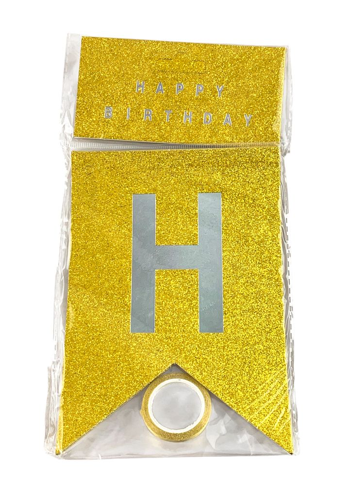 Гирлянда-флажки Happy birthday 16.5 х 11.5см, (10261 Gold)