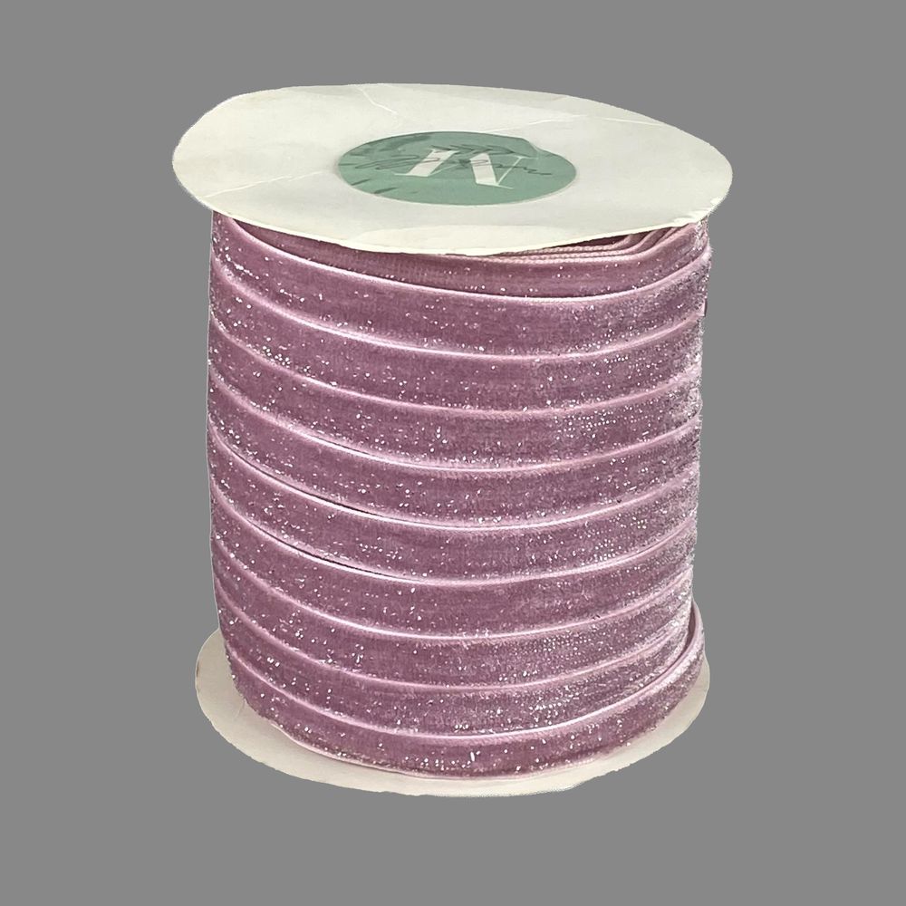 Бархатная лента  блестящая 1,0 см х 50 ярдов Розовый Marill (D16710- dark powder)