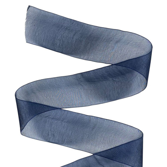 Стрічка з органзи темно-синя 4,0  см х 50 ярдів Синій Marill (D02040-bk19)