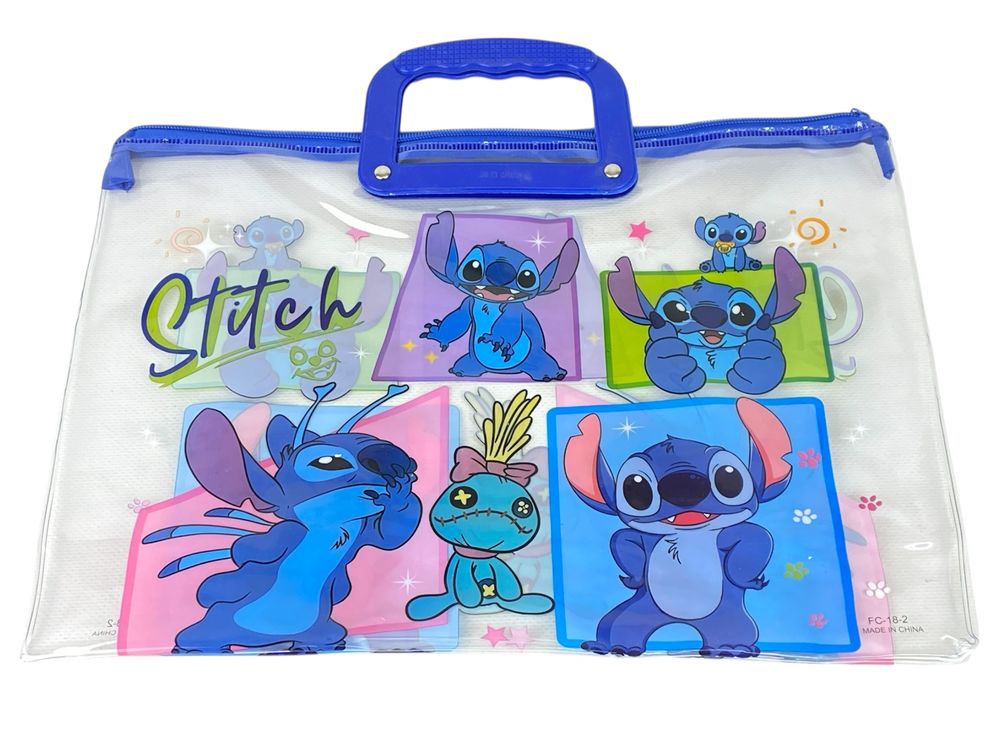 Папка-портфель ПВХ прозрачная "Стич" 28 х 39см, 30мкм, 4 вида (33-ST)