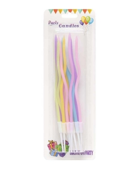 Свечи "Волна 12 штук" неон ассорти цветов (861290)