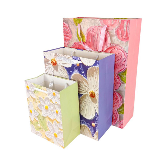 Пакет подарочный "Цветы"   32 х 26 х 12см, 210г/м2, 4 дизайна Unison (2999-32)