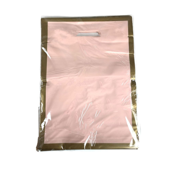 Пакет полиэтиленовый с прорезной ручкой, 39 х 27см 50шт/уп (10803 pink-gold)