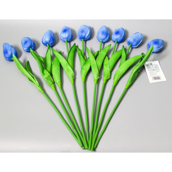 Букет латексных тюльпанов с эффектом живого прикосновения 9 бутонов (4х4см) насыщенный синий 34 см Синий Marill (C30444-11)