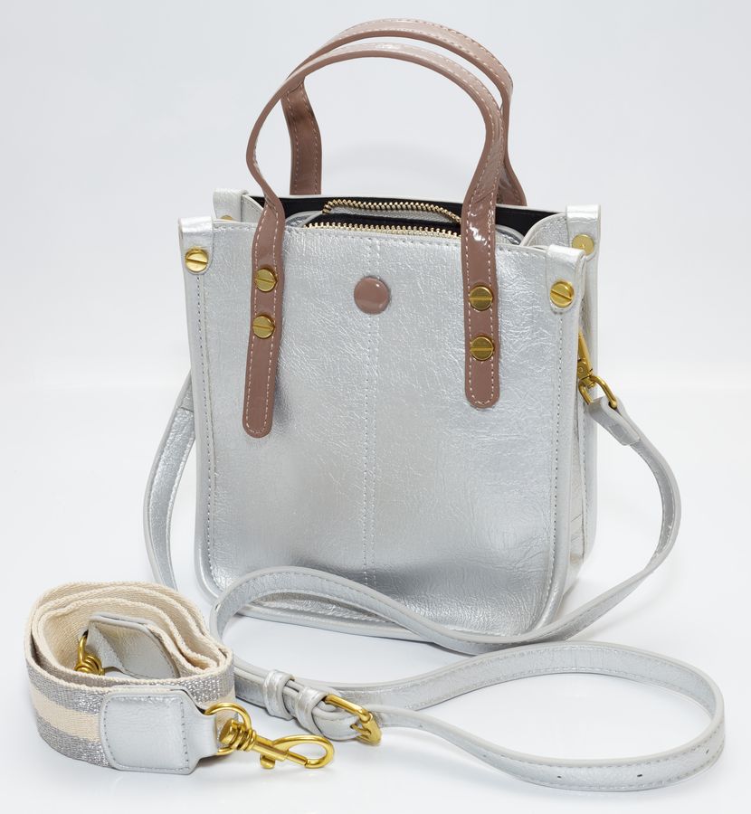 Сумка женская серебро 18х18см экокожа (9070 silver)