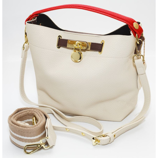 Сумка женская белая 21х26см + косметичка 14,5х22см  экокожа (921-3  white)