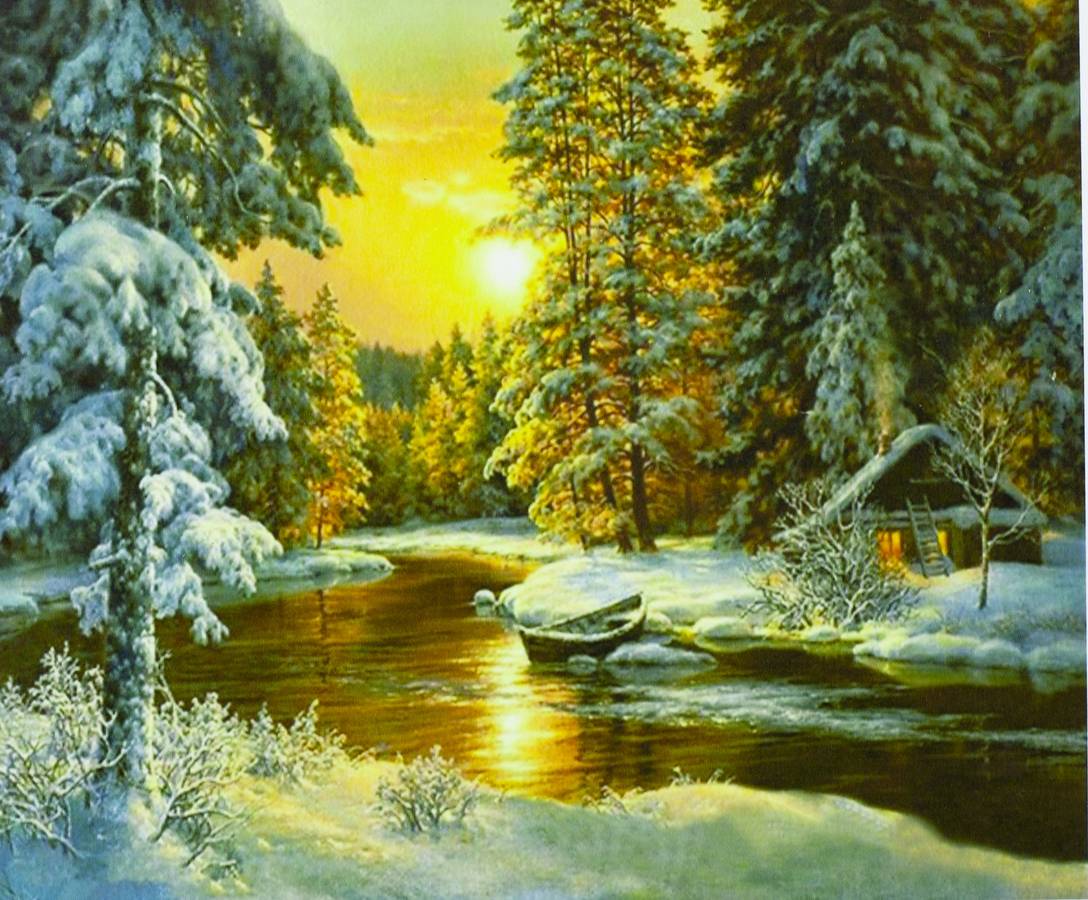 Картина по номерам "Зимняя река" 40*50см,крас.-акрил,кисть-3шт. (9245_B)