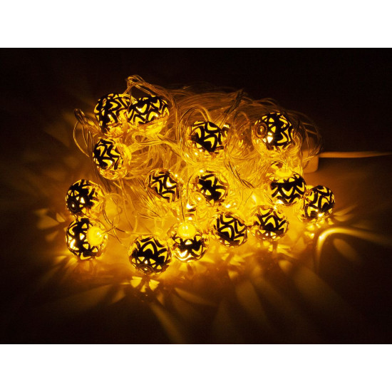 ЗОЛОТО 20 LED, "ШАРИК 1", 5м + переходник, теплый белый (1663-07)