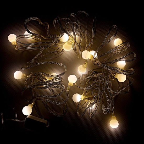 Фигурки 20 LED, "ШАРИКИ", 5м+ переходник, белый теплый (1606-07)
