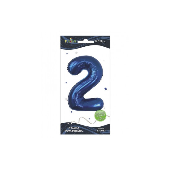 Цифра фольгированная  "2" индиго 32"(80cm) Pelican (830982)