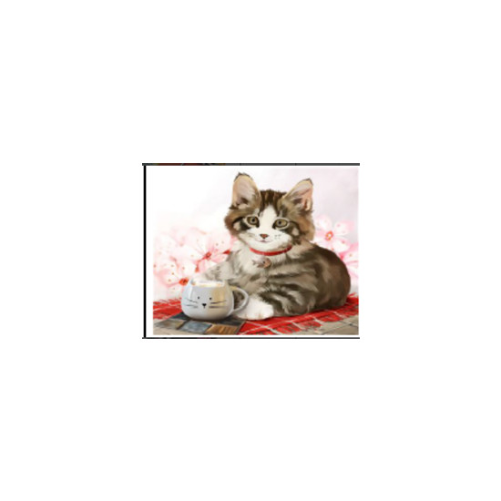Картина по номерам "Котик с молоком" 40*50см,крас.-акрил,кисть-3шт. (5877)