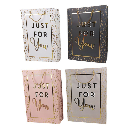 Пакет подарунковий Just for you - 4дизайни 210g, 42 x 31 x 12см (12шт/уп) (HS-5162XL/581-103XL)